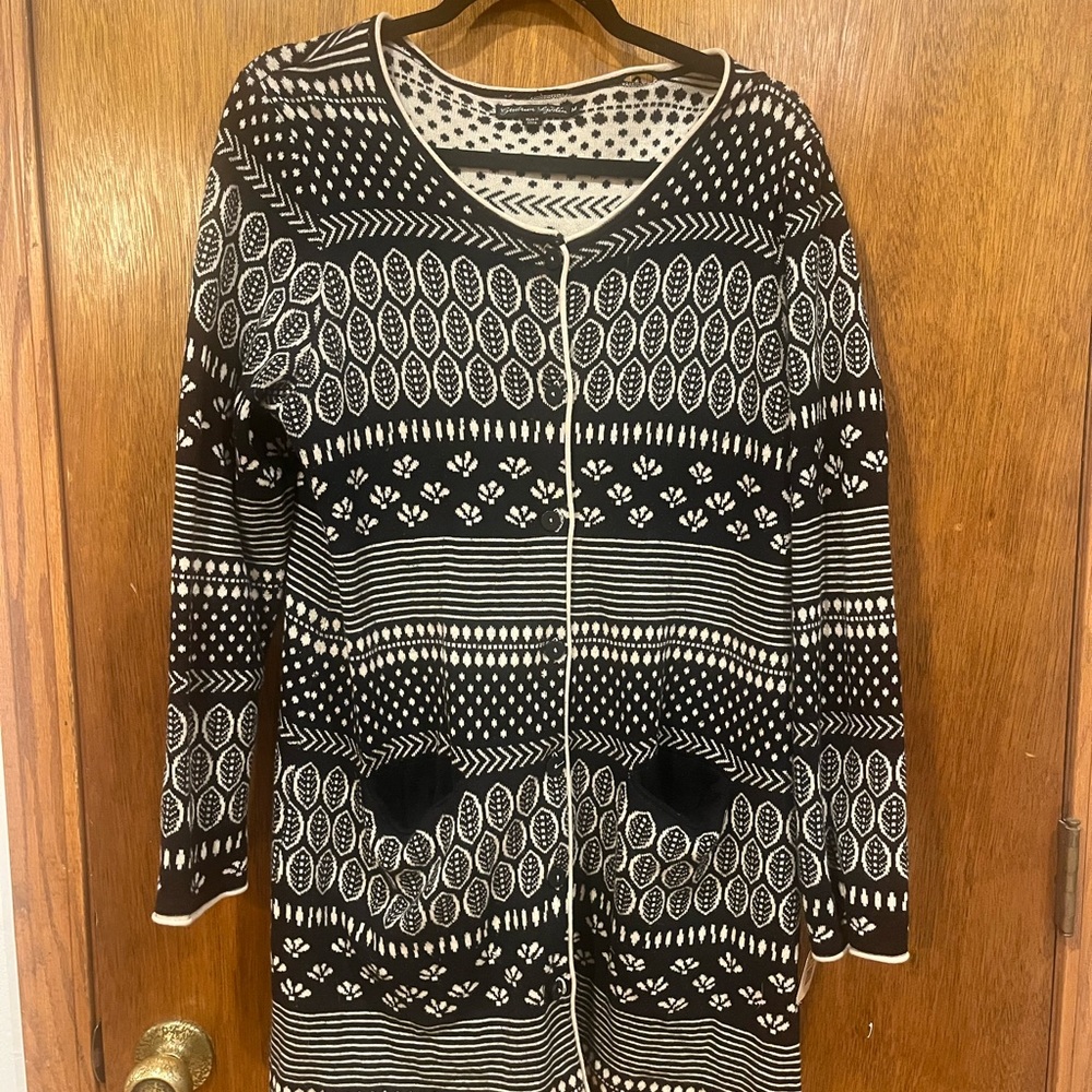 Gudrun Sjoden Black and White Patterned Women's Sweater